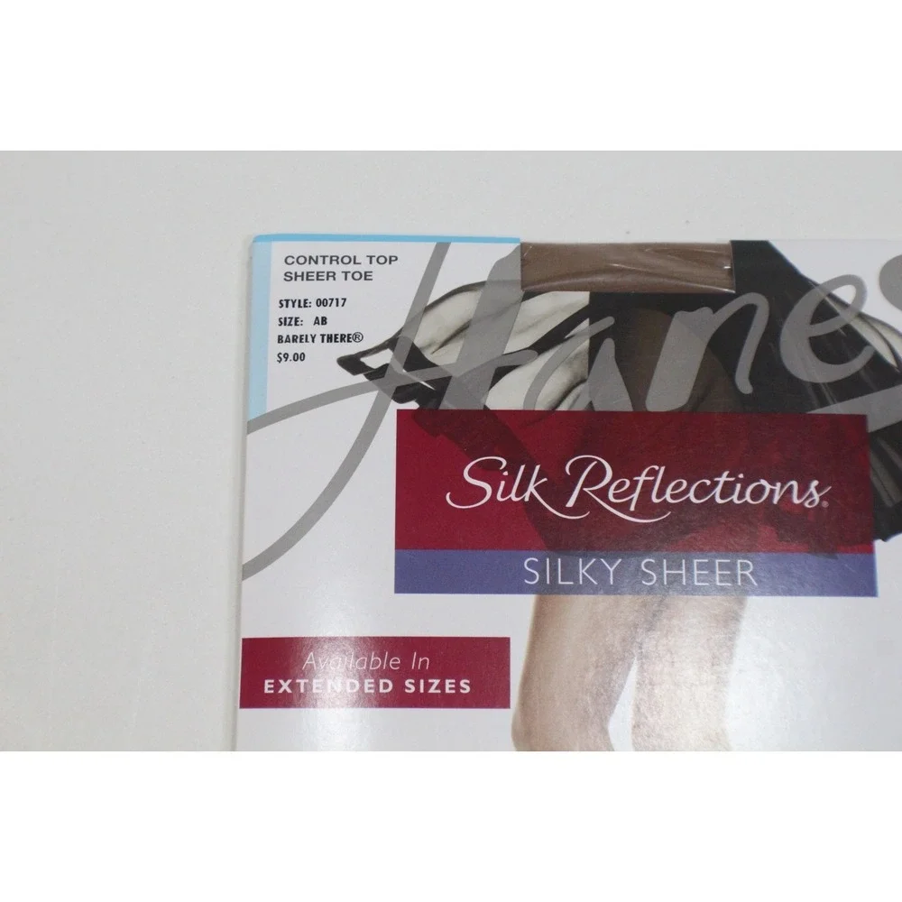 Hanes Silk Reflections Silky Sheer Barely There Control Top Pantyhose Sz AB